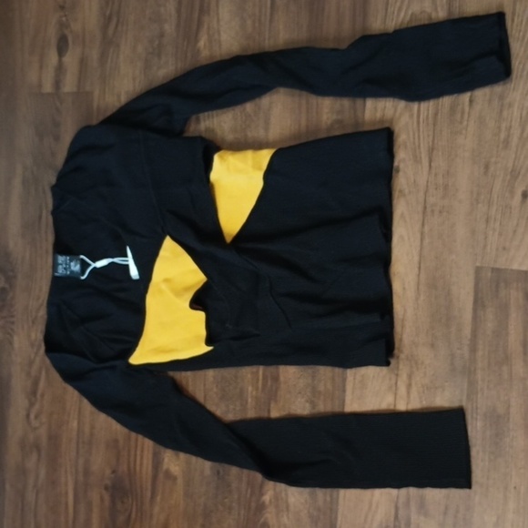 P.E Nation Black and Yellow Rib Knit Soft Peekaboo Long Sleeve PP - Picture 1 of 5